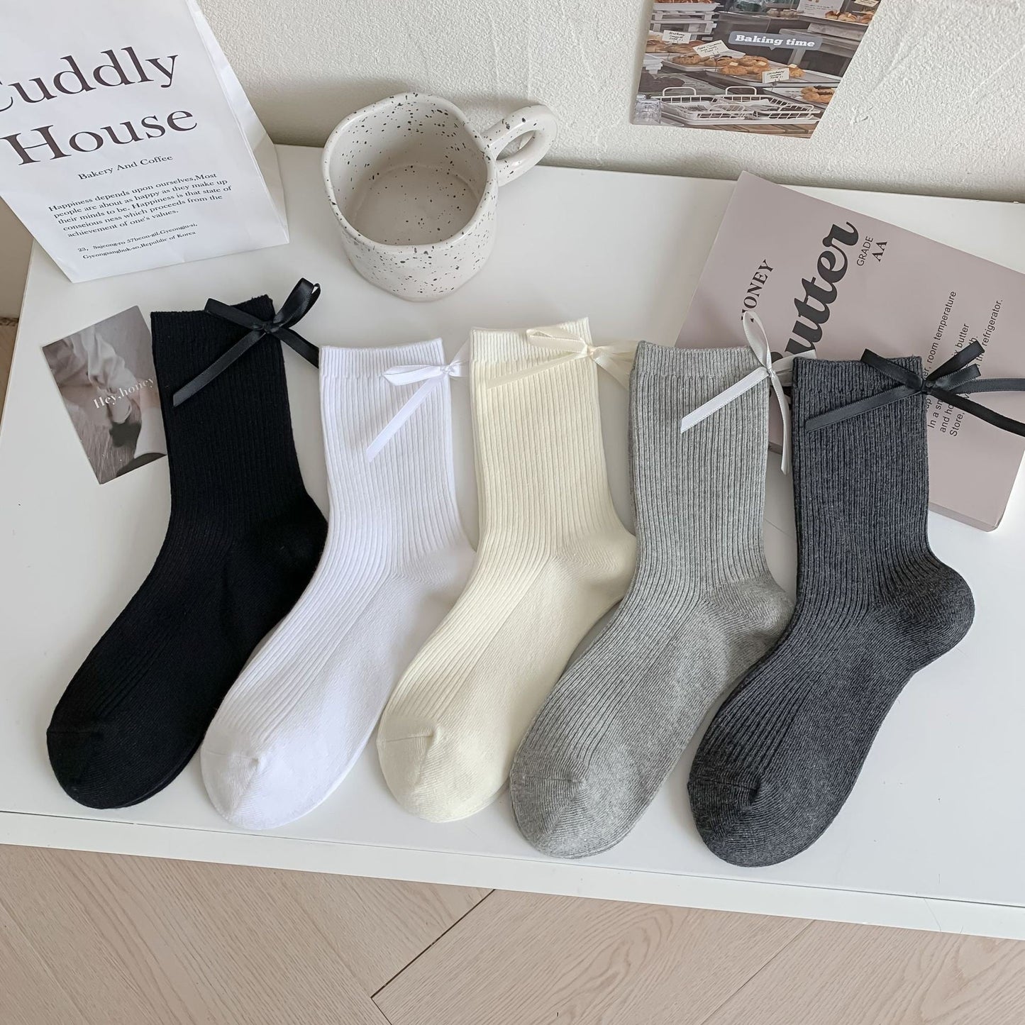 Celestine Cotton Bow Socks