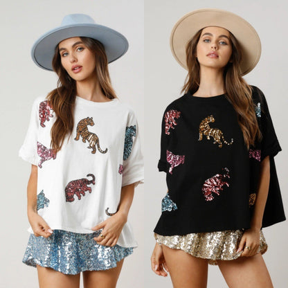 Nyra Sequined Tiger Tee